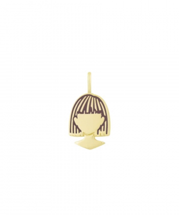 آویز تک طره با مدل موی چتری کوتاه با میناکاری قهوه ای روشن درریس Doris کد P4182