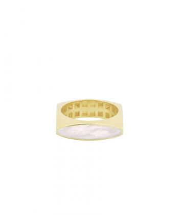 انگشتر4ضلعی پهن با میناکاری سفید رخشان درریس Doris کد P4221