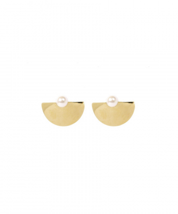 گوشواره میخی نیم دایره و مروارید درریس Doris کد P617