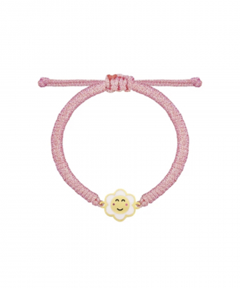 دستبند بافت لمه صورتی گل خندان درریس Doris کد P4074