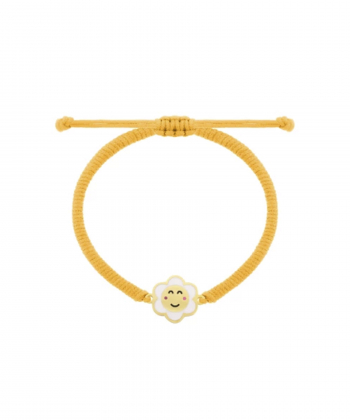 دستبند بافت زرد کهربایی گل خندان درریس Doris کد P4073