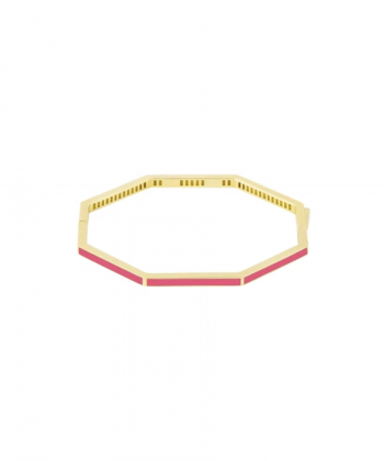 بنگل 8 ضلعی با میناکاری صورتی نئونی درریس Doris کد P4118