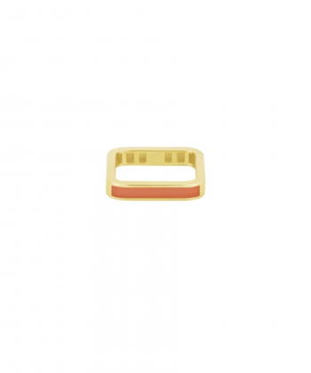 انگشتر 4 ضلعی با میناکاری نارنجی نئونی درریس Doris کد P4135