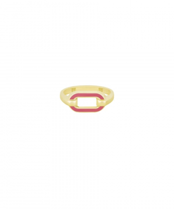 انگشتر لوپ با میناکاری صورتی نئونی و رینگ نیم هلال درریس Doris کد P4134