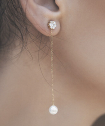 گوشواره فلاور و مروارید با زنجیر درریس Doris کد P922