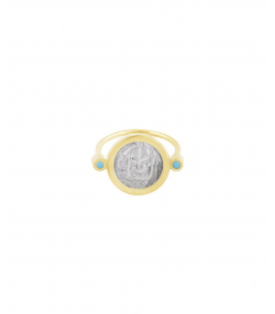 انگشتر سکه نادر سلطان با دو تک نگین و فنر درریس Doris کد P907