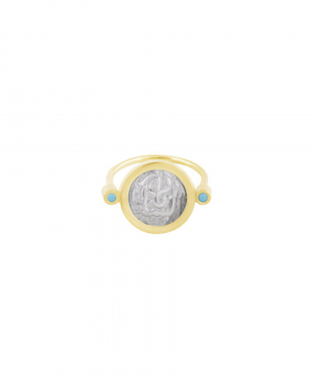 انگشتر سکه نادر سلطان با دو تک نگین و فنر درریس Doris کد P907