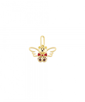 آویز تک ژوبین بالدار پنجه قهوه ای با پاپیون قرمز درریس Doris کد P4655