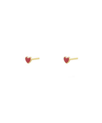 گوشواره قلب کوچک با میناکاری قرمز درریس Doris کد P4682