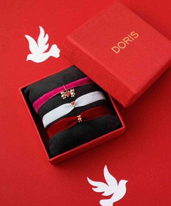 دستبند سینتا قلب گارنت با میناکاری قرمز درریس Doris کد P4683