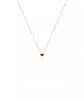 گردنبند قلب گارنت با میناکاری قرمز درریس Doris کد P4687