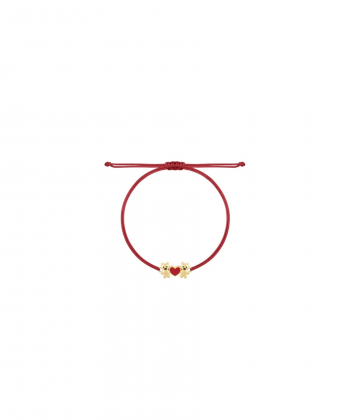 دستبند نخی زرشکی ژوبین با قلب جاودان درریس Doris کد P4710