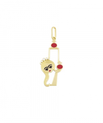 آویز تک گل انار با تاج سپید و زلف پریشان درریس Doris کد P4458