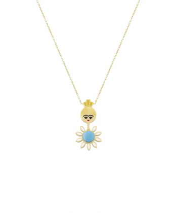 گردنبند یلدا با تاج خورشیدی پیراهن گلبن فیروزه درریس Doris کد P4462