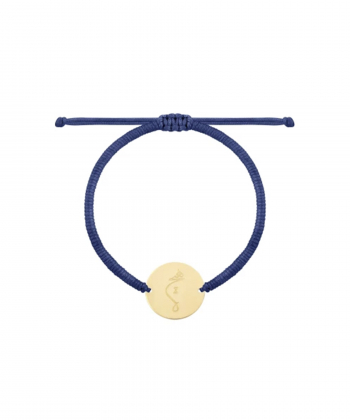 دستبند بافت لمه سرمه ای دایره با حکاکی هیچ درریس Doris کد P4466