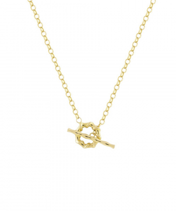 گردنبند حلقه و محور با زنجیر رولو و حلقه گوارسه و محور پیچی درریس Doris کد P769