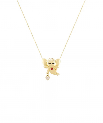 گردنبند فرشته خوشحالی قلب قرمز با قلب درخشان درریس Doris کد P4756