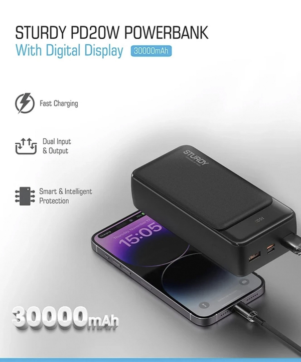 پاوربانک PAWA-PD20W WITH DIGIRAL DISPLAY 30000MAH