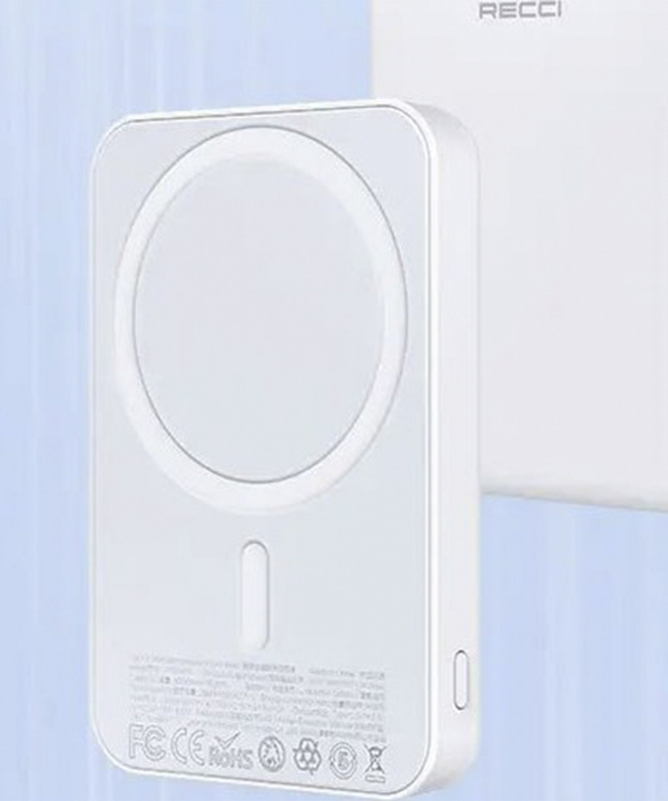 پاوربانک بی سیم مغناطیسی 10000 میلی آمپر ساعت رسی Recci Wireless Magnet Power Bank 10000mah RPB-W09
