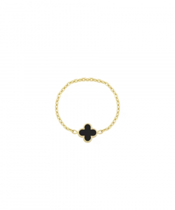 انگشتر زنجیری شبدر با میناکاری مشکی و سفید درریس Doris کد P4846