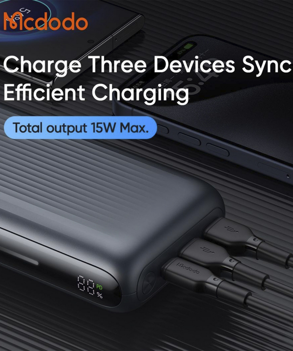 پاور بانک تایپ سی و یو اس بی 65 وات 20000 مک دودو Mcdodo MC-446 Light Interaction Digital Display Power Bank