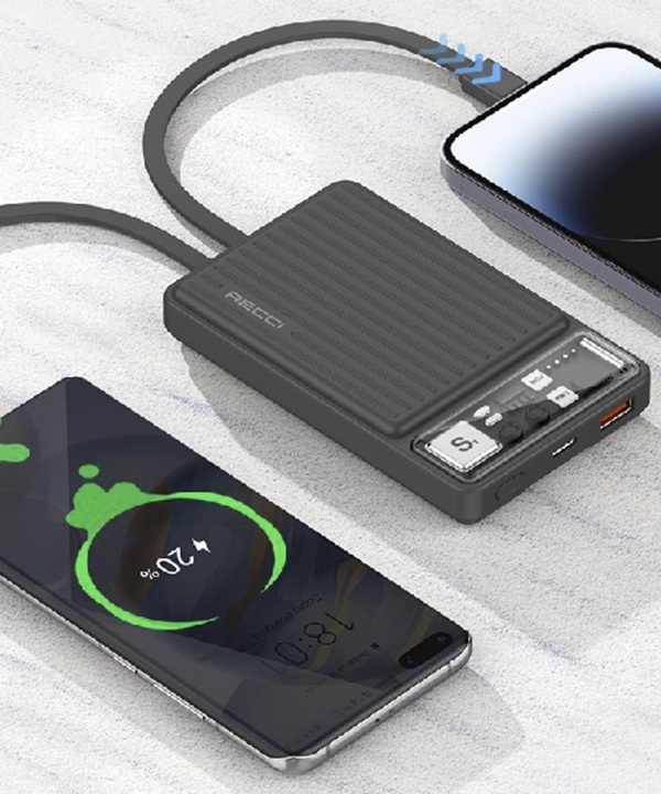 پاور بانک تایپ سی و یو اس بی 22.5 وات 10000 همراه با کابل تایپ سی و لایتنینگ رسی RPB-P40