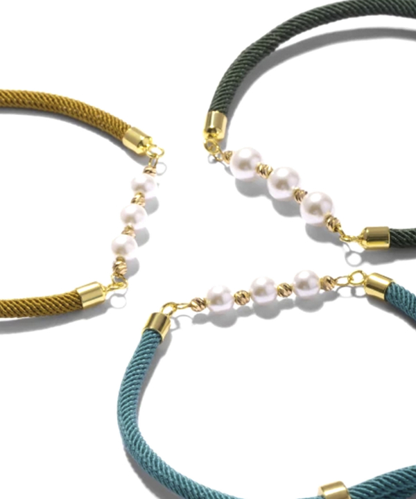 دستبند خردلی دُر و گوی درریس Doris کد P4850