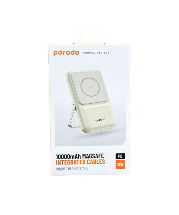 پاوربانک وایرلس PORODO مدل 10000MAH MAGSAFE INTEGRATED CABLES 20W PD-PBFCH039