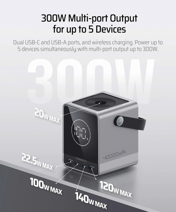 پاوربانک 300 وات 40000 میلی‌آمپر P01 کاکتک مدل CUKTECH 30 Power Bank 40000mAh 300W MAX