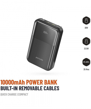 پاور بانک PORODO مدل BUIT-IN REMOVABLE CABLES PD-PBFCH038
