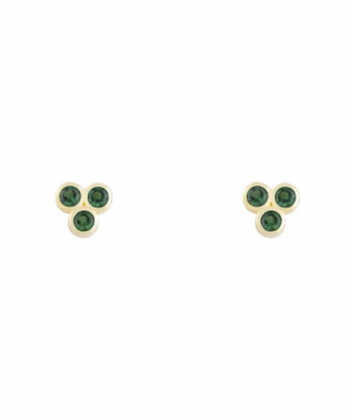 گوشواره میخی پولاریس سه بعدی با نگین سبز درریس Doris کد P4961