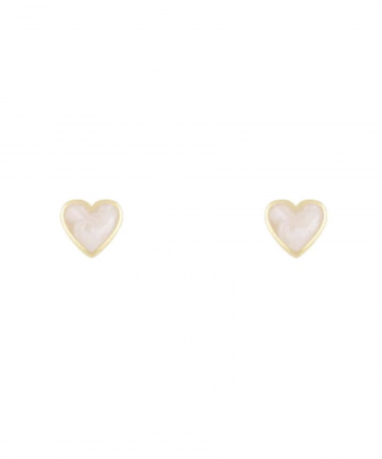 گوشواره میخی قلب سه بعدی با میناکاری سفید درخشان درریس Doris کد P4978