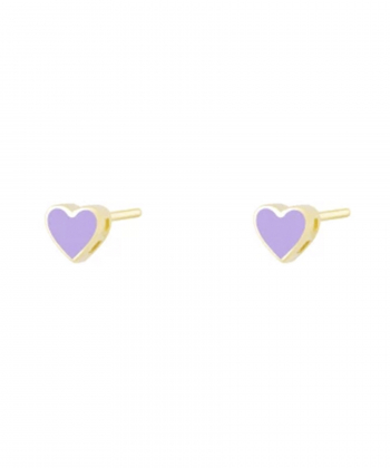 گوشواره میخی قلبک سه بعدی با میناکاری یاسی درریس Doris کد P4985