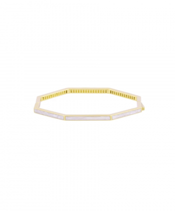 بنگل 8 ضلعی با میناکاری سفید درخشان درریس Doris کد P3651