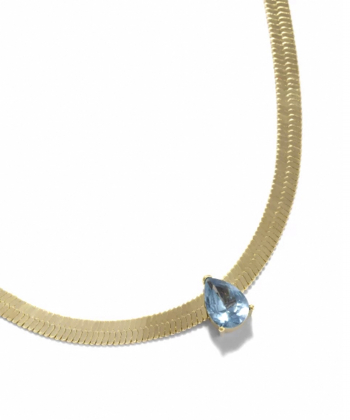 گردنبند نفرتیتی با پلاک سنگ آبی روشن درریس Doris کد P4842