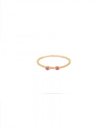 انگشتر پیچی با دو نگین صورتی درریس Doris کد P5184