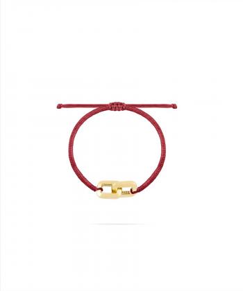 دستبند بافت زرشکی دو لینک بزرگ درریس Doris کد P5177