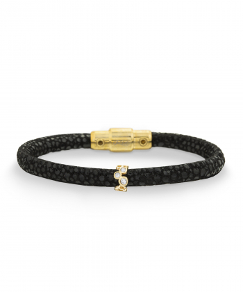 دستبند چرمی لوله ای نگین دار کیا گالری Kia Gallery کد BM282