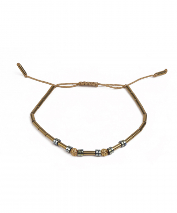 دستبند سنگی دو گوی خط سنگی طلایی کیا گالری Kia Gallery کد BSH351