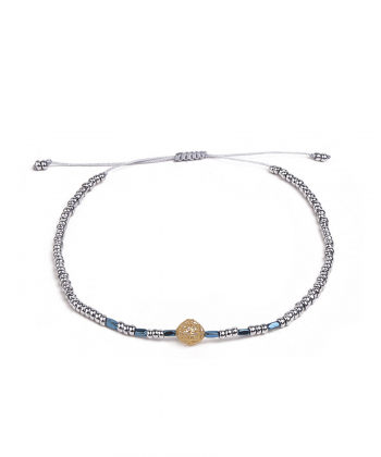 دستبند سنگی گوی سنگی طوسی سرمه ای کیا گالری Kia Gallery کد BSH383