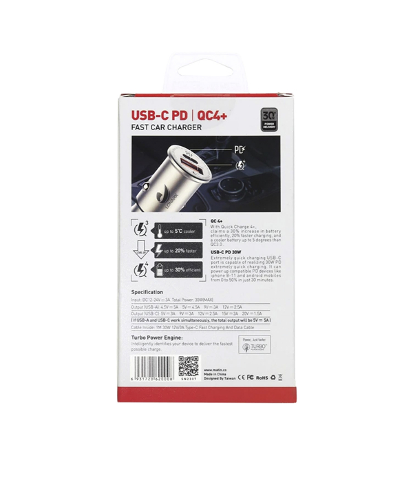 شارژر فندکی 30 وات لونارک مدل LC48 به همراه کابل USB-C