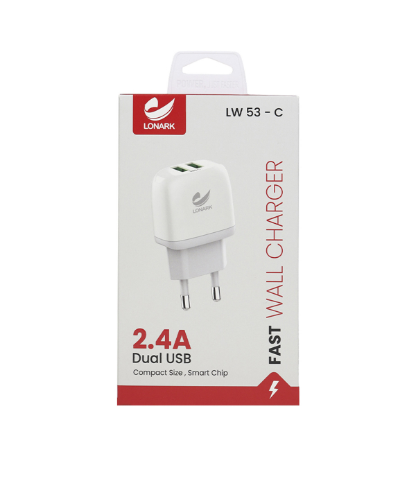 شارژر دیواری 12 وات لونارک مدل LW53C به همراه کابل USB-C