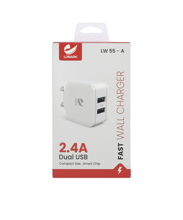 شارژر دیواری 12 وات لونارک مدل LW55A به همراه کابل Micro USB