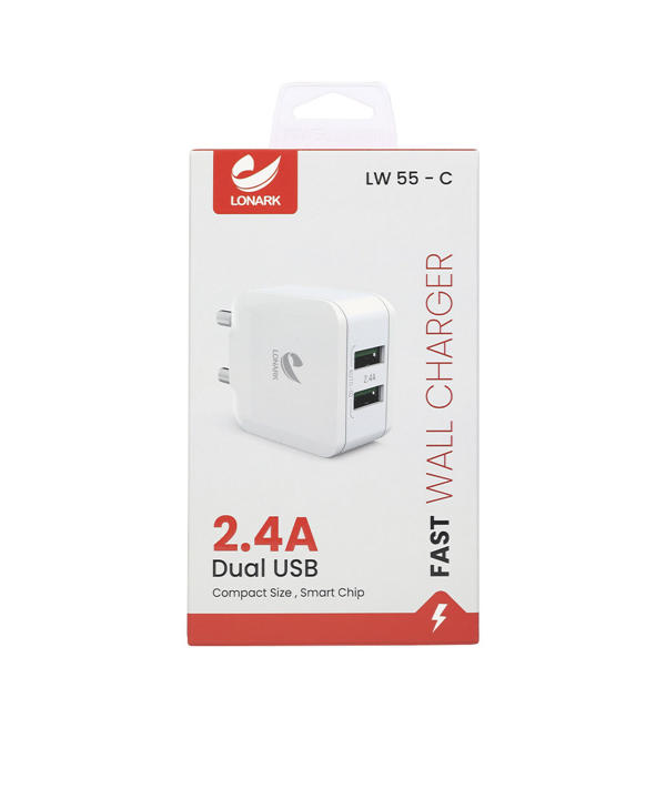 شارژر دیواری 12 وات لونارک مدل LW55C به همراه کابل USB-C