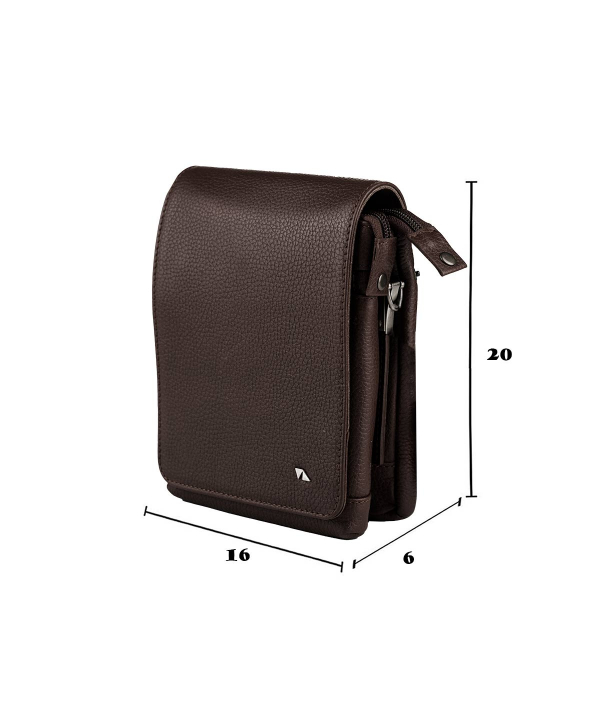 کیف دوشی اسپرت چرم طبیعی قهوه ای چرم مشهد کد X0506-089
