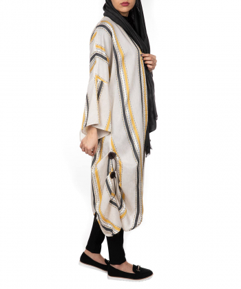 مانتو طرحدار آستین سه ربع تولیکا Tulika