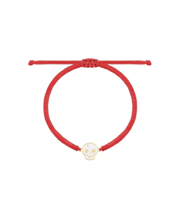 دستبند بافت قرمز اسکلت اسکار با میناکاری سفید درریس Doris کد P5332