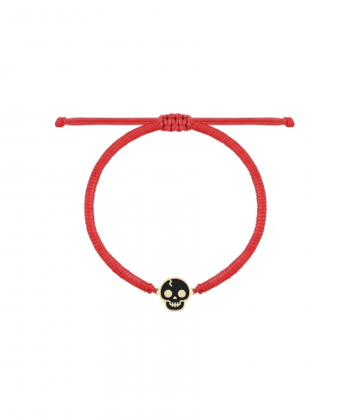 دستبند بافت قرمز اسکلت اسکار با میناکاری مشکی درریس Doris کد P5333