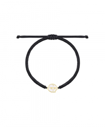 دستبند بافت مشکی اسکلت هکتور با میناکاری سفید درریس Doris کد P5339