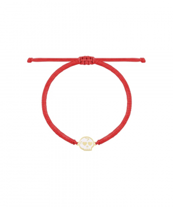 دستبند بافت قرمز اسکلت هکتور با میناکاری سفید درریس Doris کد P5341